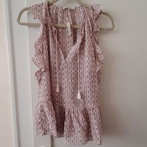 Madewell silk flutter sleeve ruffle top XS